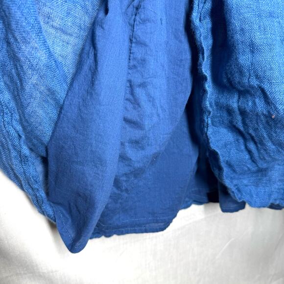 SUNDANCE La Belle Lune Dress Blue Linen Size XL Boho Vacation Lagenlook Beach - Picture 8 of 12